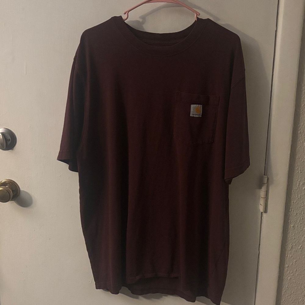 Carhartt Men's Burgundy Loose Fit Short Sleeve Pocket Tee L Streetwear Grunge